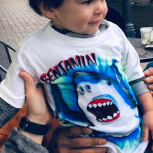 Load image into Gallery viewer, 🦈Airbrush Shark t shirt 🦈, Shark , Shark airbrush , kids, birthday