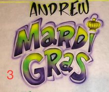 Load image into Gallery viewer, Mardi Gras Custom Personalized Airbrush Name T-Shirt