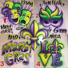 Load image into Gallery viewer, Mardi Gras Custom Personalized Airbrush Name T-Shirt