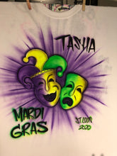 Load image into Gallery viewer, Mardi Gras Custom Personalized Airbrush Name T-Shirt