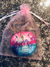 Load image into Gallery viewer, Personalized Airbrush Name Sand Dollar 4"-4 1/2"  Sunset Scene Christmas Ornament Gift Beach Decor