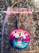 Load image into Gallery viewer, Personalized Airbrush Name Sand Dollar 4"-4 1/2"  Sunset Scene Christmas Ornament Gift Beach Decor