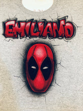 Load image into Gallery viewer, SpiderMan Custom Personalized Airbrush Name Shirt 👕 Captain America Deadpool Marvel Boys Birthday Gift