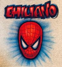 Load image into Gallery viewer, Spider Man Custom  Personalized Airbrush Name Shirt Captain America Deadpool Marvels Boys Birthday Gift