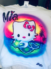 Load image into Gallery viewer, Hello Kitty Mermaid Custom Personalized Airbrush Name Brach Vacation T-shirt