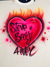Load image into Gallery viewer, Couple Forever Custom Personalized Airbrush Name shirt Heart flames Beach Vacation