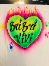 Load image into Gallery viewer, Couple Forever Custom Personalized Airbrush Name shirt Heart flames Beach Vacation