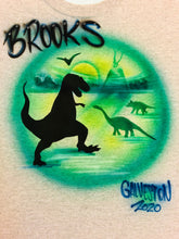 Load image into Gallery viewer, Dinosaurs Custom Personalized Airbrush Name Jurassic Animal Shirt T-Rex Shirt Brachiosaurus Quarantine birthday