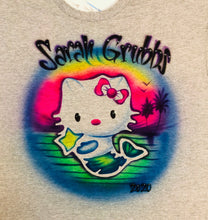 Load image into Gallery viewer, Hello Kitty Mermaid Custom Personalized Airbrush Name Brach Vacation T-shirt