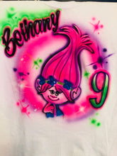 Load image into Gallery viewer, Trolls Girl Poppy Boy Branch Birthday Custom  Personalized Airbrush Name  T shirt