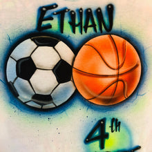 Load image into Gallery viewer, Ball Custom Personalized  Airbrush Name Sports Shirt Coach team Gift Basketball Soccer Baseball Volleyball Football