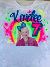 Load image into Gallery viewer, Jojo Siwa Rainbow Big Bow Birthday Custom Personalized Airbrush Name Shirt with Glitter