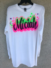 Load image into Gallery viewer, Custom  Personalized Airbrush Name Long Sleeve Comfort Long Sleeve Tee Christmas Gift for her