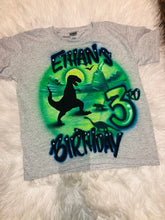 Load image into Gallery viewer, Dinosaurs Custom Personalized Airbrush Name Jurassic Animal Shirt T-Rex Shirt Brachiosaurus Quarantine birthday