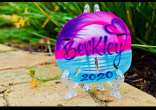 Load image into Gallery viewer, Personalized Airbrush Name Sand Dollar 4"-4 1/2"  Sunset Scene Christmas Ornament Gift Beach Decor