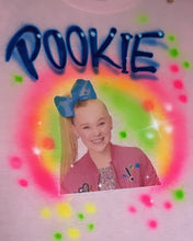 Load image into Gallery viewer, Jojo Siwa Rainbow Big Bow Birthday Custom Personalized Airbrush Name Shirt with Glitter