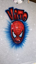 Load image into Gallery viewer, Spider Man Custom  Personalized Airbrush Name Shirt Captain America Deadpool Marvels Boys Birthday Gift