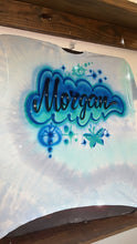 Load image into Gallery viewer, Blue Tie Dye Custom Personalized Airbrush Name T-shirt