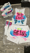 Load image into Gallery viewer, Custom Airbrush Shorts Crop Top set with Socks and Shoes | complete outfit