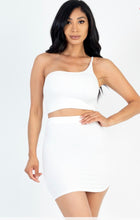 Load image into Gallery viewer, Custom Airbrush One shoulder top and Skirt set | Cute Skirt set | 90s airbrush outfits