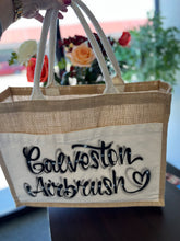 Load image into Gallery viewer, Custom Airbrush Heavy Duty Reusable Large Jute Burlap Tote Bags with Front Canvas Pocket