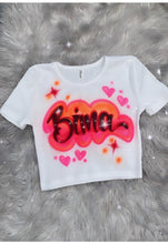 Load image into Gallery viewer, Custom Airbrush V-day  Crop Tee/ Personalized Name crop Tee/ Gift Idea
