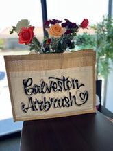 Load image into Gallery viewer, Custom Airbrush Heavy Duty Reusable Large Jute Burlap Tote Bags with Front Canvas Pocket