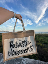Load image into Gallery viewer, Custom Airbrush Heavy Duty Reusable Large Jute Burlap Tote Bags with Front Canvas Pocket