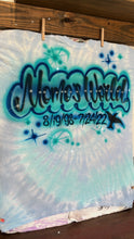 Load image into Gallery viewer, Blue Tie Dye Custom Personalized Airbrush Name T-shirt
