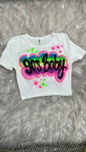 Load image into Gallery viewer, Custom Airbrush V-day  Crop Tee/ Personalized Name crop Tee/ Gift Idea