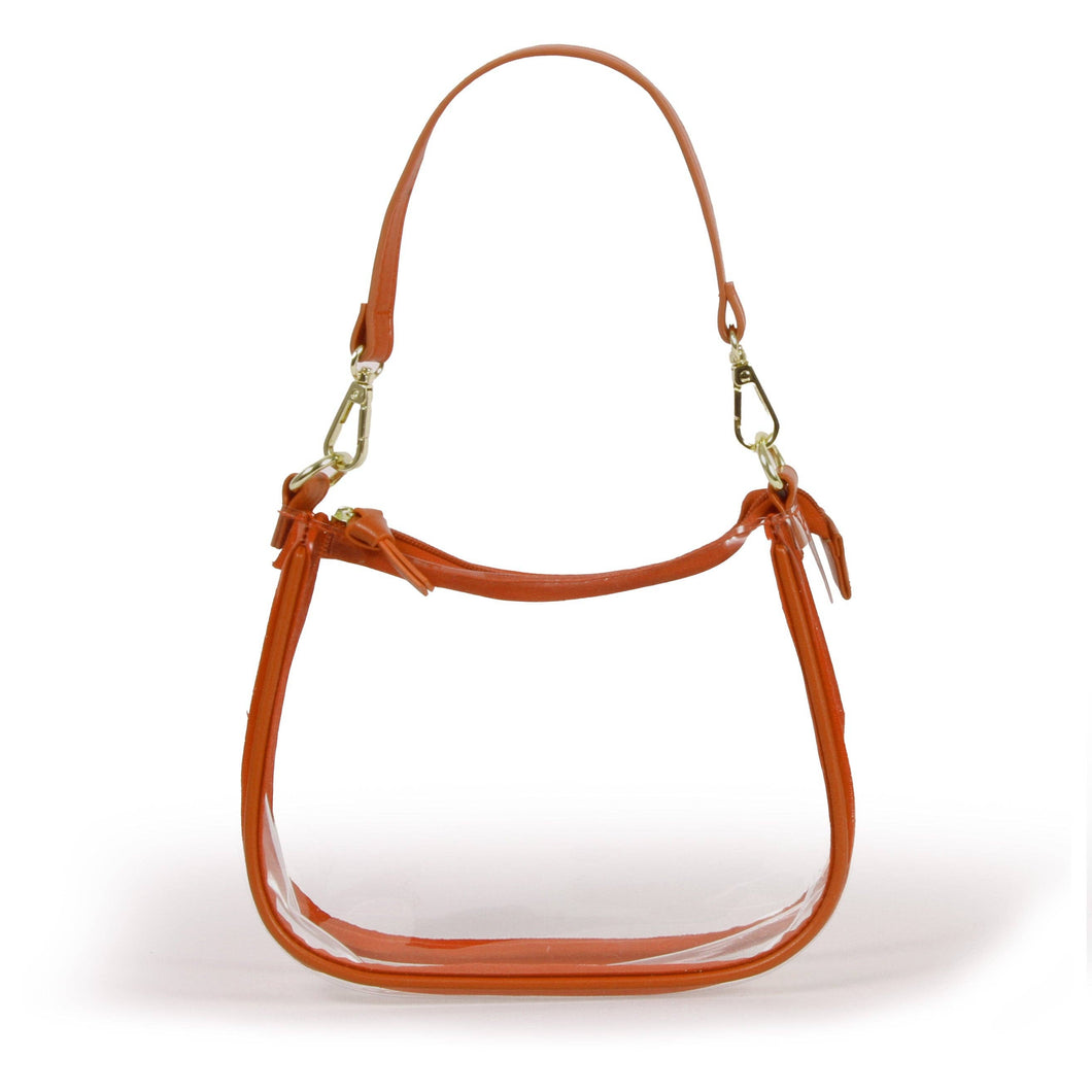 The Clara Clear Purse in Burnt Orange