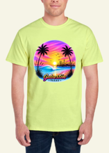 Load image into Gallery viewer, Galveston Purple and Pink Sunset Airbrush-Style T Shirt

