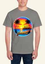 Load image into Gallery viewer, Galveston Orange Sunset Airbrush-Style Tee
