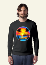 Load image into Gallery viewer, Fleece Crewneck Sweatshirt - Galveston Orange Sunset Airbrush-Style
