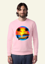 Load image into Gallery viewer, Fleece Crewneck Sweatshirt - Galveston Orange Sunset Airbrush-Style
