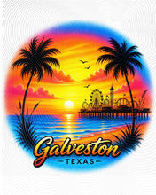 Load image into Gallery viewer, Galveston Orange Sunset Airbrush-Style Tee
