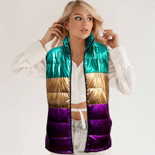 Load image into Gallery viewer, Mardi Gras Color Block Puffer Vest
