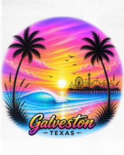 Load image into Gallery viewer, Galveston Purple and Pink Sunset Airbrush-Style T Shirt
