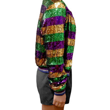 Load image into Gallery viewer, Mardi Gras Sequin Zipper Jacket
