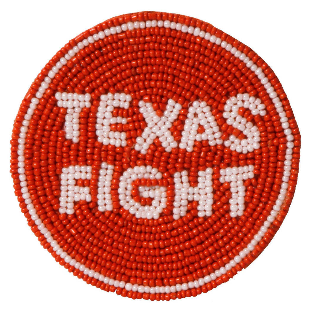 Texas Hook 'em Beaded Button in Burnt Orange and White