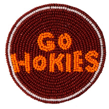 Load image into Gallery viewer, Virginia Tech &quot;Go Hokies&quot; Beaded Button in Maroon and Orange - Game Day Pin
