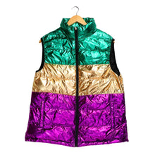 Load image into Gallery viewer, Mardi Gras Color Block Puffer Vest
