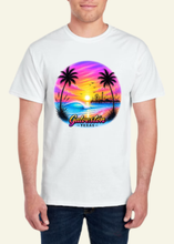 Load image into Gallery viewer, Galveston Purple and Pink Sunset Airbrush-Style T Shirt
