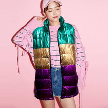 Load image into Gallery viewer, Mardi Gras Color Block Puffer Vest
