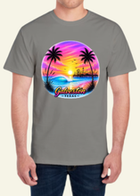 Load image into Gallery viewer, Galveston Purple and Pink Sunset Airbrush-Style T Shirt
