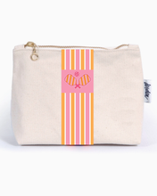 Load image into Gallery viewer, Customizable Pickleball Canvas Pouch - Pink and Orange or Navy and Green - Personalized Airbrush Bag
