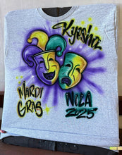 Load image into Gallery viewer, Mardi Gras Custom Personalized Airbrush Name T-Shirt
