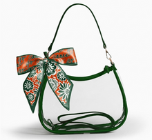 Load image into Gallery viewer, "Go Canes" - Miami Hurricanes Spirit Satin Skinny Scarf - Reversible Game Day Accessory
