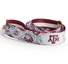 Load image into Gallery viewer, A&amp;M Floral Bag Strap, Maroon Light Blue Texas Spirit Game Day Crossbody Shoulder Strap
