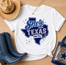 Load image into Gallery viewer, She's From Texas Tee | Blue Silver State Football Game Day Top

